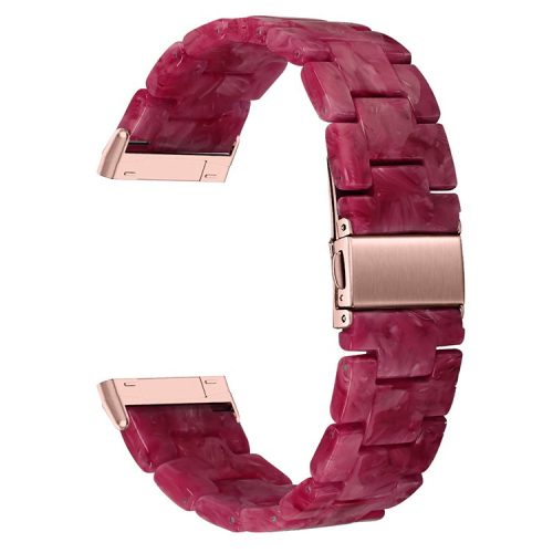 For Fitbit Versa 4 / Sense 2 Resin Watch Band Strap Adjustable Bracelet with Stainless Steel Buckle - Marble / Red