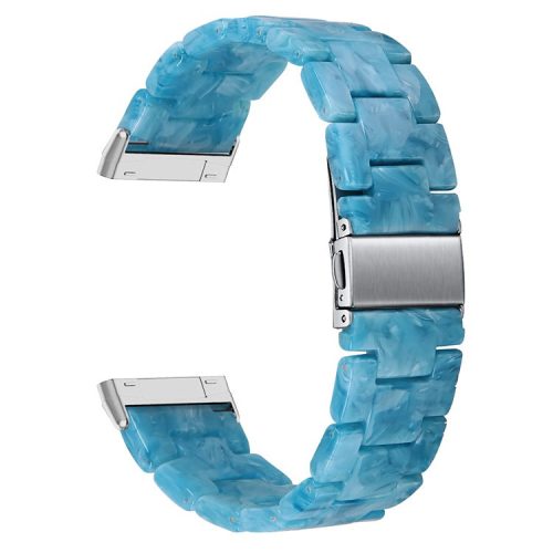 For Fitbit Versa 4 / Sense 2 Resin Watch Band Strap Adjustable Bracelet with Stainless Steel Buckle - Marble / Blue