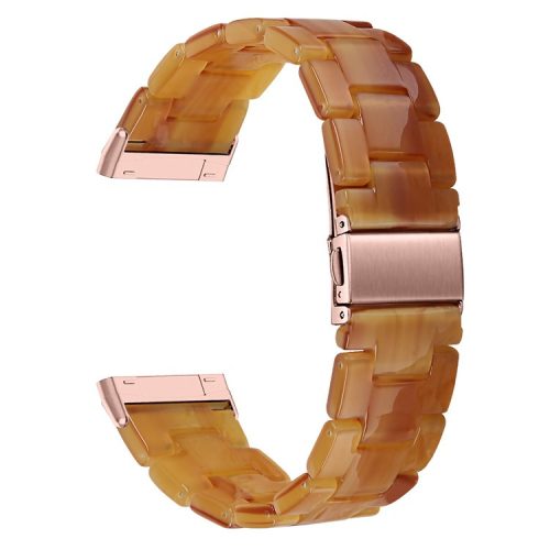 For Fitbit Versa 4 / Sense 2 Resin Watch Band Strap Adjustable Bracelet with Stainless Steel Buckle - Brown