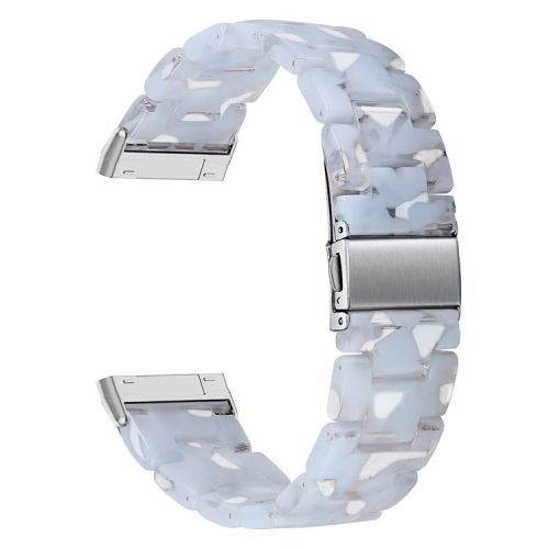 For Fitbit Versa 4 / Sense 2 Resin Watch Band Strap Adjustable Bracelet with Stainless Steel Buckle - Transparent Baby Blue