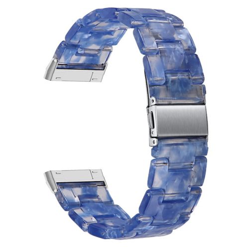 For Fitbit Versa 4 / Sense 2 Resin Watch Band Strap Adjustable Bracelet with Stainless Steel Buckle - Transparent Dark Blue