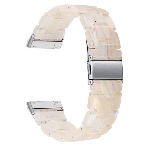 For Fitbit Versa 4 / Sense 2 Resin Watch Band Strap Adjustable Bracelet with Stainless Steel Buckle - Fluorescent