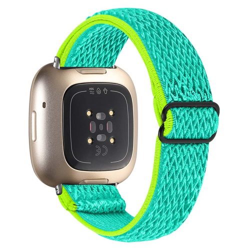 For Fitbit Versa 4 / Sense 2 Adjustable Elastic Watch Strap Universal Watch Band with Buckle - Yellow+Green