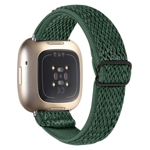 For Fitbit Versa 4 / Sense 2 Adjustable Elastic Watch Strap Universal Watch Band with Buckle - Army Green