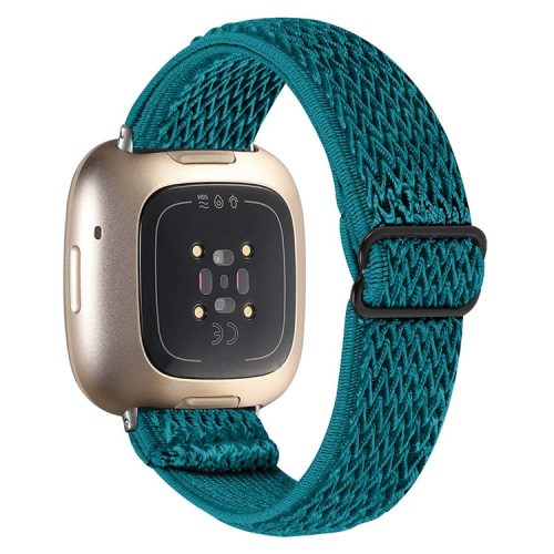 For Fitbit Versa 4 / Sense 2 Adjustable Elastic Watch Strap Universal Watch Band with Buckle - Cyan