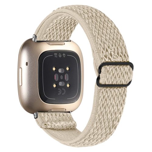 For Fitbit Versa 4 / Sense 2 Adjustable Elastic Watch Strap Universal Watch Band with Buckle - Apricot