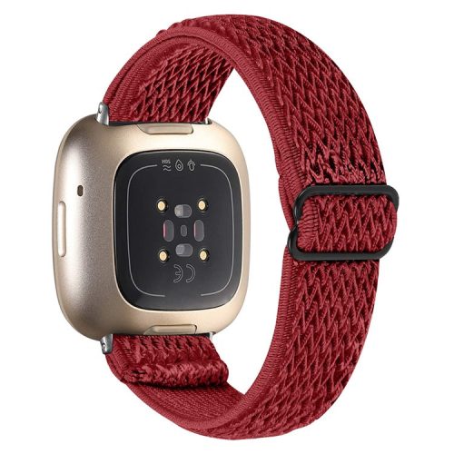 For Fitbit Versa 4 / Sense 2 Adjustable Elastic Watch Strap Universal Watch Band with Buckle - Red