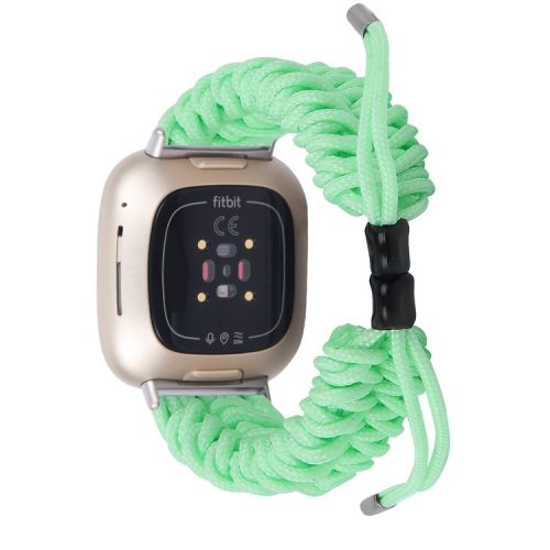 For Fitbit Versa 4 / Sense 2 Smart Watch Band Adjustable Braided Wrist Strap - Light Green