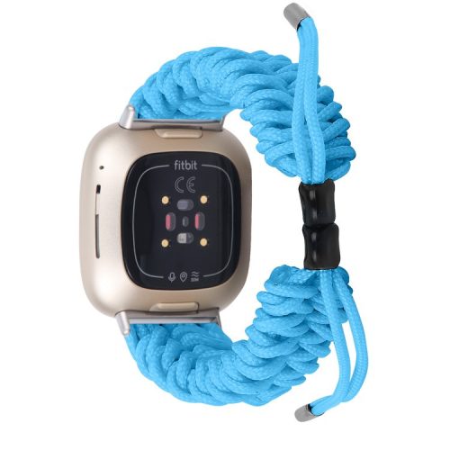 For Fitbit Versa 4 / Sense 2 Smart Watch Band Adjustable Braided Wrist Strap - Sky Blue