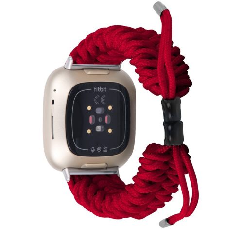 For Fitbit Versa 4 / Sense 2 Smart Watch Band Adjustable Braided Wrist Strap - Red