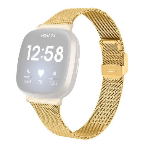 For Fitbit Versa 4 / Sense 2 Watch Strap Stainless Steel Milanese Smart Band Watch Strap Replacement - Gold