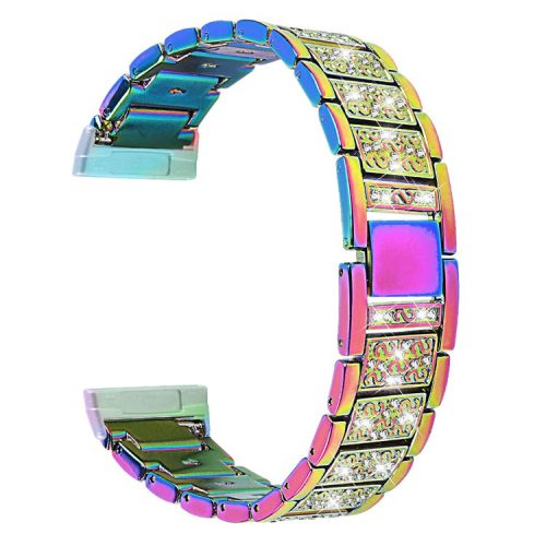 For Fitbit Versa 4 / Sense 2 Zinc Alloy Smartwatch Strap Rhinestone Decor Watch Band Repair Part - Multi-color