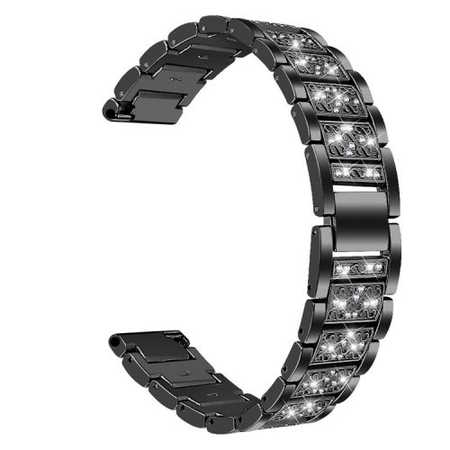 For Fitbit Versa 4 / Sense 2 Zinc Alloy Smartwatch Strap Rhinestone Decor Watch Band Repair Part - Black