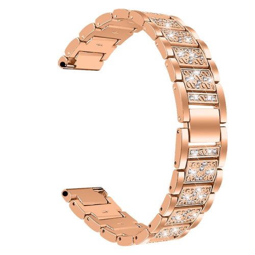 For Fitbit Versa 4 / Sense 2 Zinc Alloy Smartwatch Strap Rhinestone Decor Watch Band Repair Part - Rose Gold