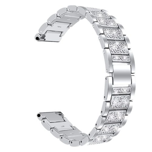 For Fitbit Versa 4 / Sense 2 Zinc Alloy Smartwatch Strap Rhinestone Decor Watch Band Repair Part - Silver