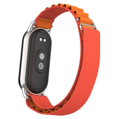 Replacement Watch Band for Xiaomi Mi Band 9 NFC / Mi Band 9 / Smart Band 8 NFC / Smart Band 8 Nylon Wrist Strap with Silver Connector - Orange