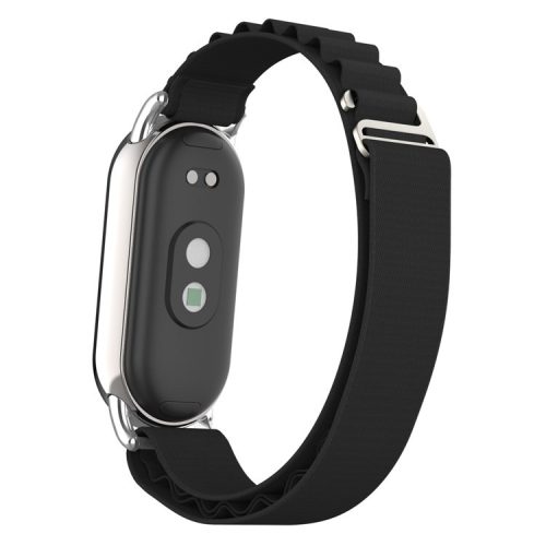 Replacement Watch Band for Xiaomi Mi Band 9 NFC / Mi Band 9 / Smart Band 8 NFC / Smart Band 8 Nylon Wrist Strap with Silver Connector - Black