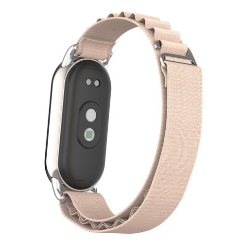 Replacement Watch Band for Xiaomi Mi Band 9 NFC / Mi Band 9 / Smart Band 8 NFC / Smart Band 8 Nylon Wrist Strap with Silver Connector - Apricot