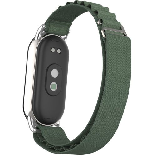 Replacement Watch Band for Xiaomi Mi Band 9 NFC / Mi Band 9 / Smart Band 8 NFC / Smart Band 8 Nylon Wrist Strap with Silver Connector - Army Green