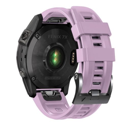 For Garmin Tactix 7 Pro / Fenix 7X / Fenix 6X Pro Silicone Watch Strap 26mm Wrist Band with Black Buckle - Light Purple