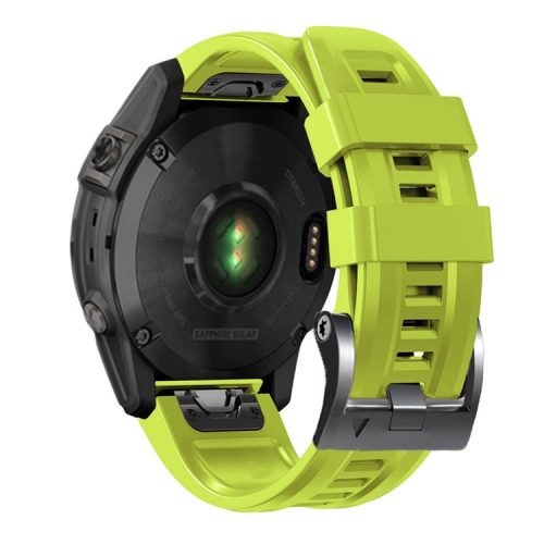 For Garmin Tactix 7 Pro / Fenix 7X / Fenix 6X Pro Silicone Watch Strap 26mm Wrist Band with Black Buckle - Yellowgreen