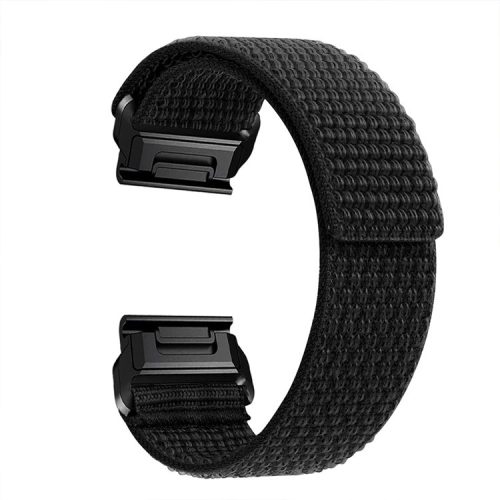 For Garmin Tactix 7 Pro / Fenix 7X / Fenix 6X Pro 26mm Nylon Watch Band Adjustable Wrist Strap Replacement - Black