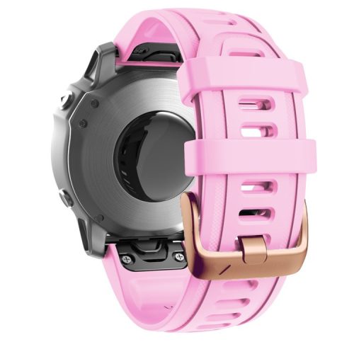 Watch Band for Garmin Fenix 7S / 6S Pro / 5S Plus / Instinct 2S , 20mm Silicone Replacement Strap with Rose Gold Buckle - Pink