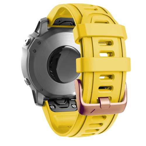 Watch Band for Garmin Fenix 7S / 6S Pro / 5S Plus / Instinct 2S , 20mm Silicone Replacement Strap with Rose Gold Buckle - Yellow