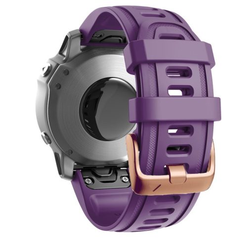 Watch Band for Garmin Fenix 7S / 6S Pro / 5S Plus / Instinct 2S , 20mm Silicone Replacement Strap with Rose Gold Buckle - Purple