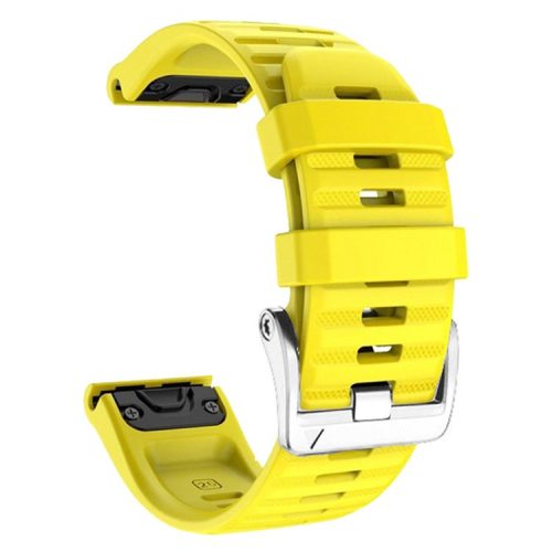 Watch Band for Garmin Forerunner 965 / 955 / 945 / 935 Soft Silicone Strap  Bracelet with Silver Buckle - Yellow