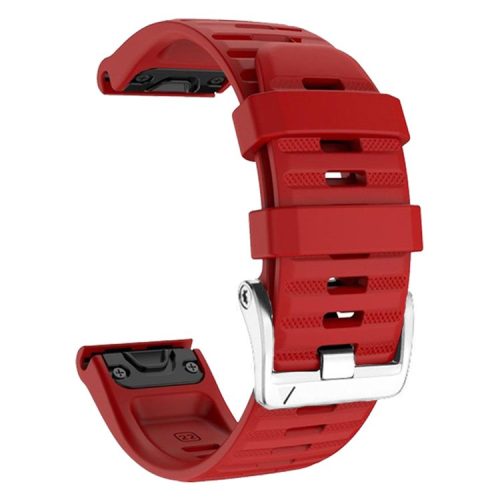 Watch Band for Garmin Forerunner 965 / 955 / 945 / 935 Soft Silicone Strap  Bracelet with Silver Buckle - Red