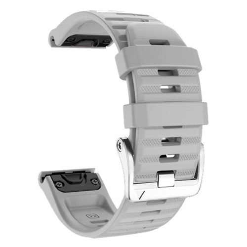 Watch Band for Garmin Forerunner 965 / 955 / 945 / 935 Soft Silicone Strap  Bracelet with Silver Buckle - Grey