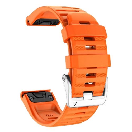 Watch Band for Garmin Forerunner 965 / 955 / 945 / 935 Soft Silicone Strap  Bracelet with Silver Buckle - Orange