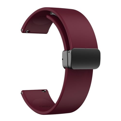 Watch Band for Huawei Watch 4  /  Watch 4 Pro  /  Watch 3  /  Watch 3 Pro , 22mm Silicone Replacement Strap with Black Magnetic Folding Buckle - Wine Red