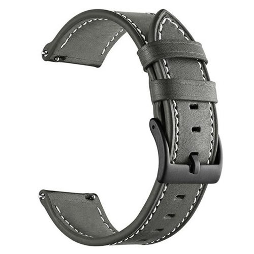 20mm Watch Band for Garmin Venu / Sq / Sq 2 / 2 Plus , Genuine Cow Leather Replacement Straps - Grey