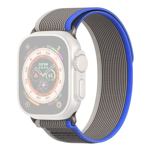 DUX DUCIS YJ Series Watch Band for Apple Watch Series 10 46mm / Ultra 2 Ultra 49mm /  Series 9 8 7 45mm / 6 5 4 SE (2023) SE (2022) SE 44mm / 3 2 1 42mm , Sport Loop Nylon Strap - Blue+Grey