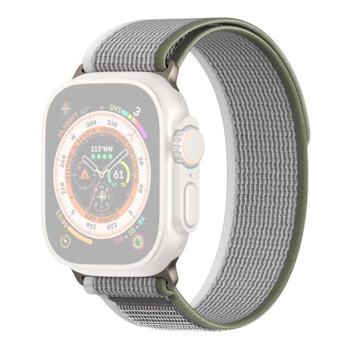 DUX DUCIS YJ Series Watch Band for Apple Watch Series 10 46mm / Ultra 2 Ultra 49mm /  Series 9 8 7 45mm / 6 5 4 SE (2023) SE (2022) SE 44mm / 3 2 1 42mm Sport Loop Nylon Strap - Green+Grey