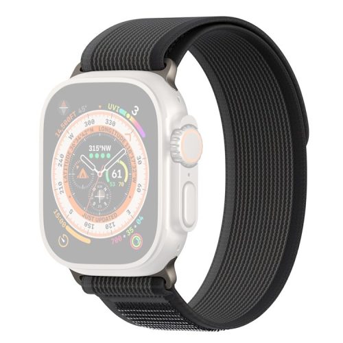 DUX DUCIS YJ Series Wristband for Apple Watch Series 10 42mm / 9 8 7 41mm / SE (2023) SE (2022) SE 6 5 4 40mm / 3 2 1 38mm Stretchy Nylon Loop Watch Strap - Black+Grey