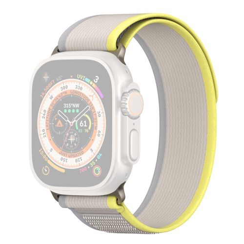 DUX DUCIS YJ Series Wristband for Apple Watch Series 10 42mm / 9 8 7 41mm / SE (2023) SE (2022) SE 6 5 4 40mm / 3 2 1 38mm Stretchy Nylon Loop Watch Strap - Yellow+Beige