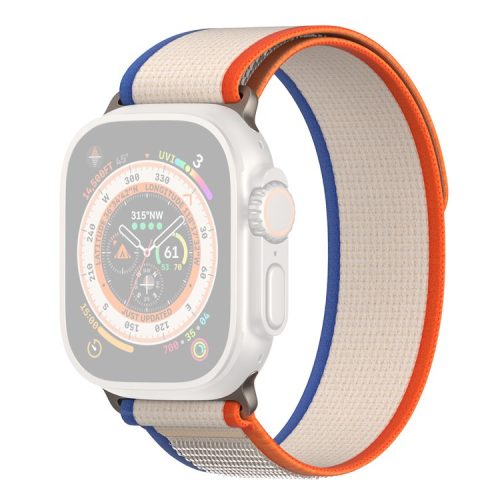 DUX DUCIS YJ Series Wristband for Apple Watch Series 10 42mm / 9 8 7 41mm / SE (2023) SE (2022) SE 6 5 4 40mm / 3 2 1 38mm Nylon Loop Watch Strap - Orange+Beige