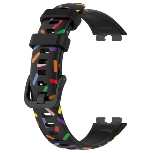 For Huawei Band 8 / Band 8 NFC / Band 9 / Band 9 NFC Colorful Spotted Silicone Strap Replacement Watch Band - Black