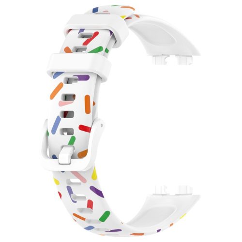 For Huawei Band 8 / Band 8 NFC / Band 9 / Band 9 NFC Colorful Spotted Silicone Strap Replacement Watch Band - White