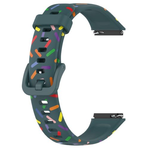 For Huawei Band 7 Colorful Spotted Wrist Band Replacement Silicone Watch Strap - Green