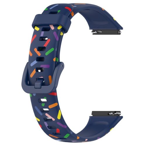 For Huawei Band 7 Colorful Spotted Wrist Band Replacement Silicone Watch Strap - Midnight Blue