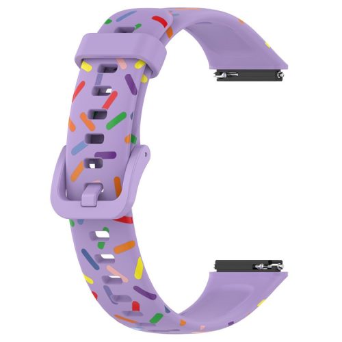 For Huawei Band 7 Colorful Spotted Wrist Band Replacement Silicone Watch Strap - Purple