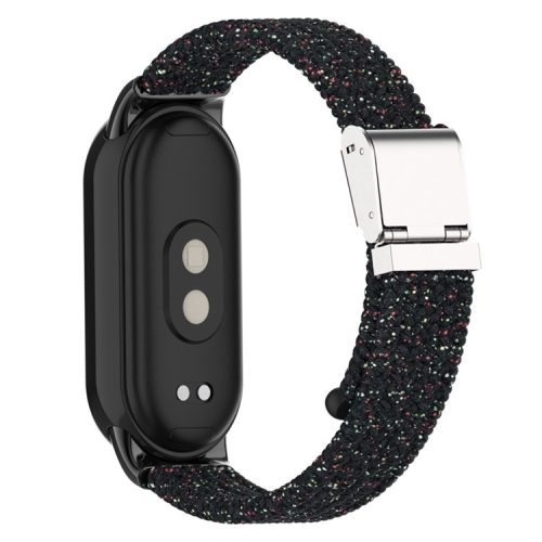 For Xiaomi Mi Band 9 NFC / Mi Band 9 / Smart Band 8 NFC / Smart Band 8 Braided Nylon Watch Band Adjustable Buckle Elastic Strap - Bright Black