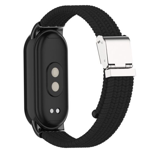 For Xiaomi Mi Band 9 NFC / Mi Band 9 / Smart Band 8 NFC / Smart Band 8 Braided Nylon Watch Band Adjustable Buckle Elastic Strap - Black