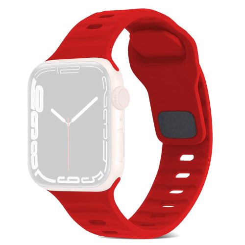 Watch Strap for Apple Watch Series 10 42mm / 9 8 7 41mm / SE (2023) SE (2022) SE 6 5 4 40mm / 3 2 1 38mm Watch Strap Silicone Wrist Band with Square Buckle - Red