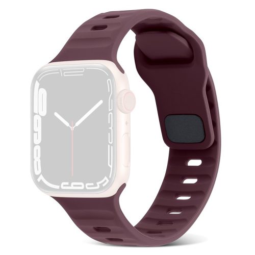 Watch Strap for Apple Watch Series 10 42mm / 9 8 7 41mm / SE (2023) SE (2022) SE 6 5 4 40mm / 3 2 1 38mm Watch Strap Silicone Wrist Band with Square Buckle - Wine Red