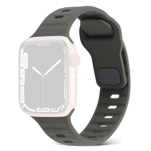 Watch Strap for Apple Watch Series 10 42mm / 9 8 7 41mm / SE (2023) SE (2022) SE 6 5 4 40mm / 3 2 1 38mm Watch Strap Silicone Wrist Band with Square Buckle - Blackish Green